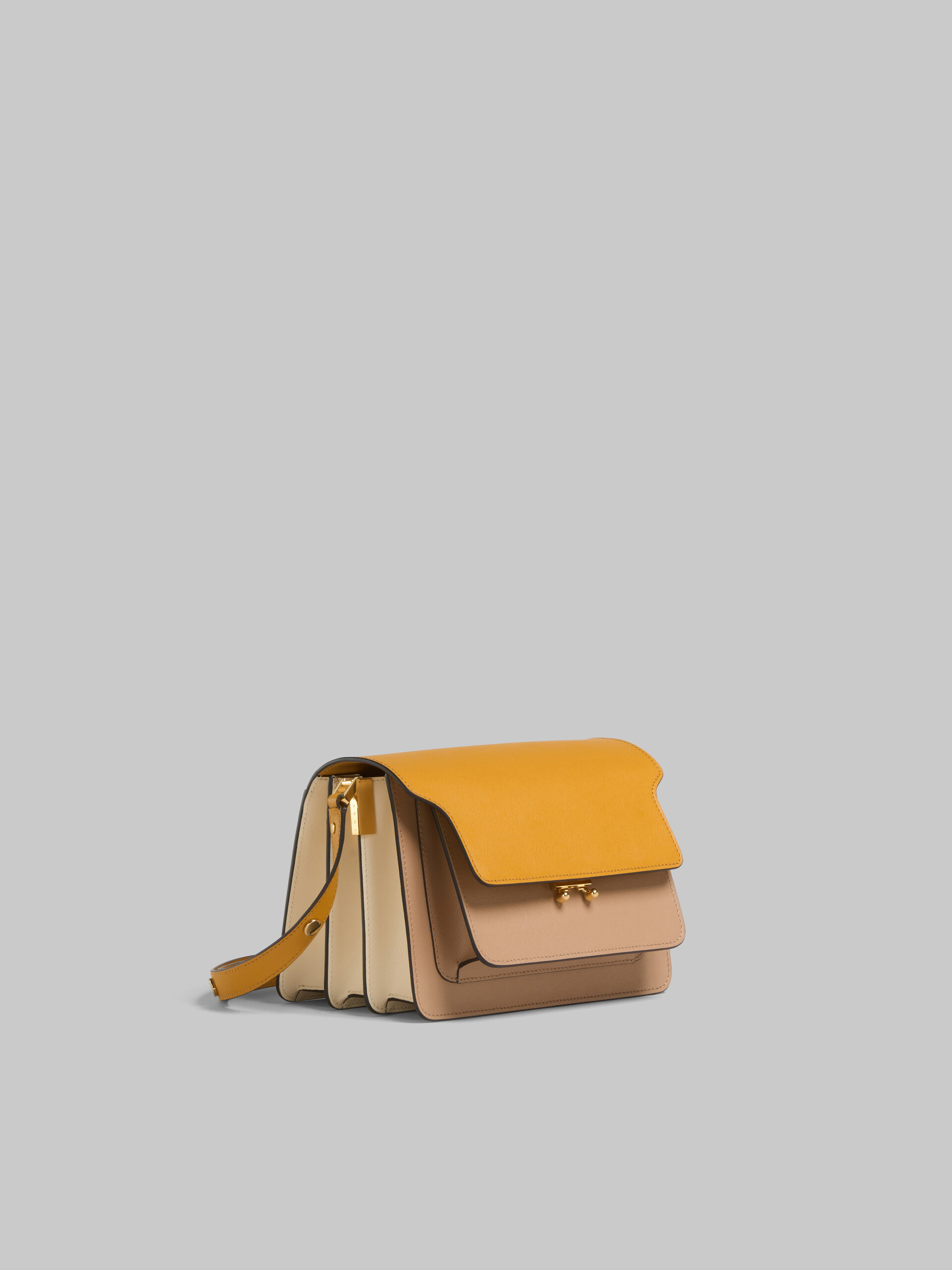 Marni Trunk Leather Shoulder Bag In Yellow