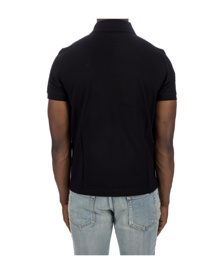 Saint Laurent Men's Piquet Cotton Polo Shirt In Black