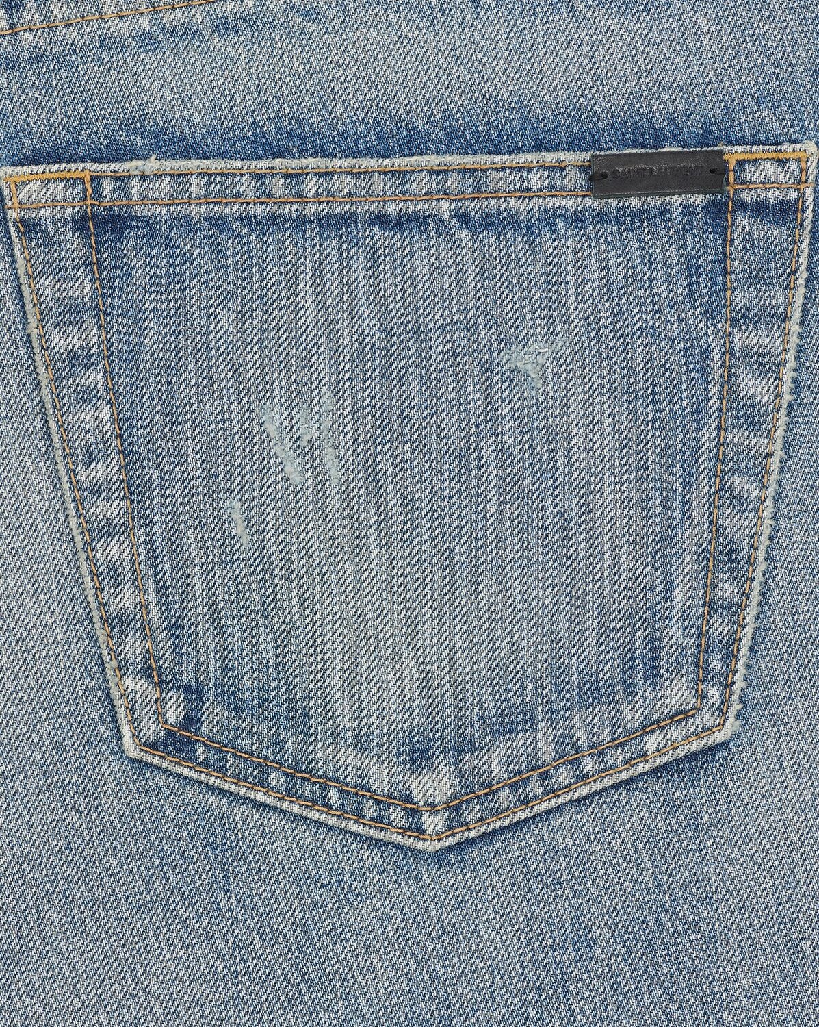 Saint Laurent Stonewashed Distressed Straight Jeans In Blue