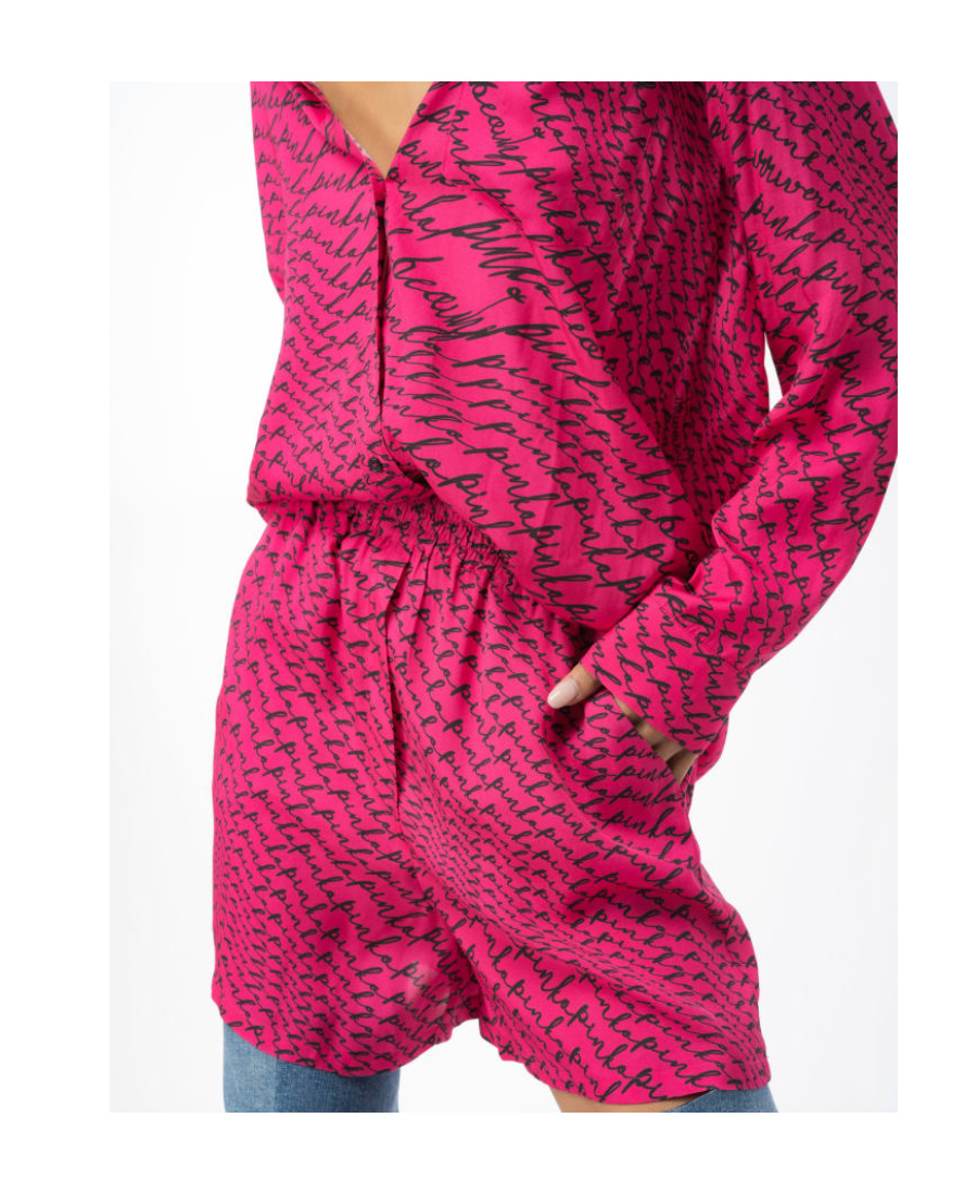 PINKO LOGO-PRINT LONG-SLEEVE SHIRT