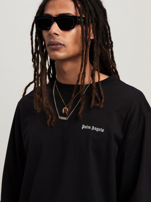 Palm Angels Cotton Oversize Crew Neck Sweatshirt In Black