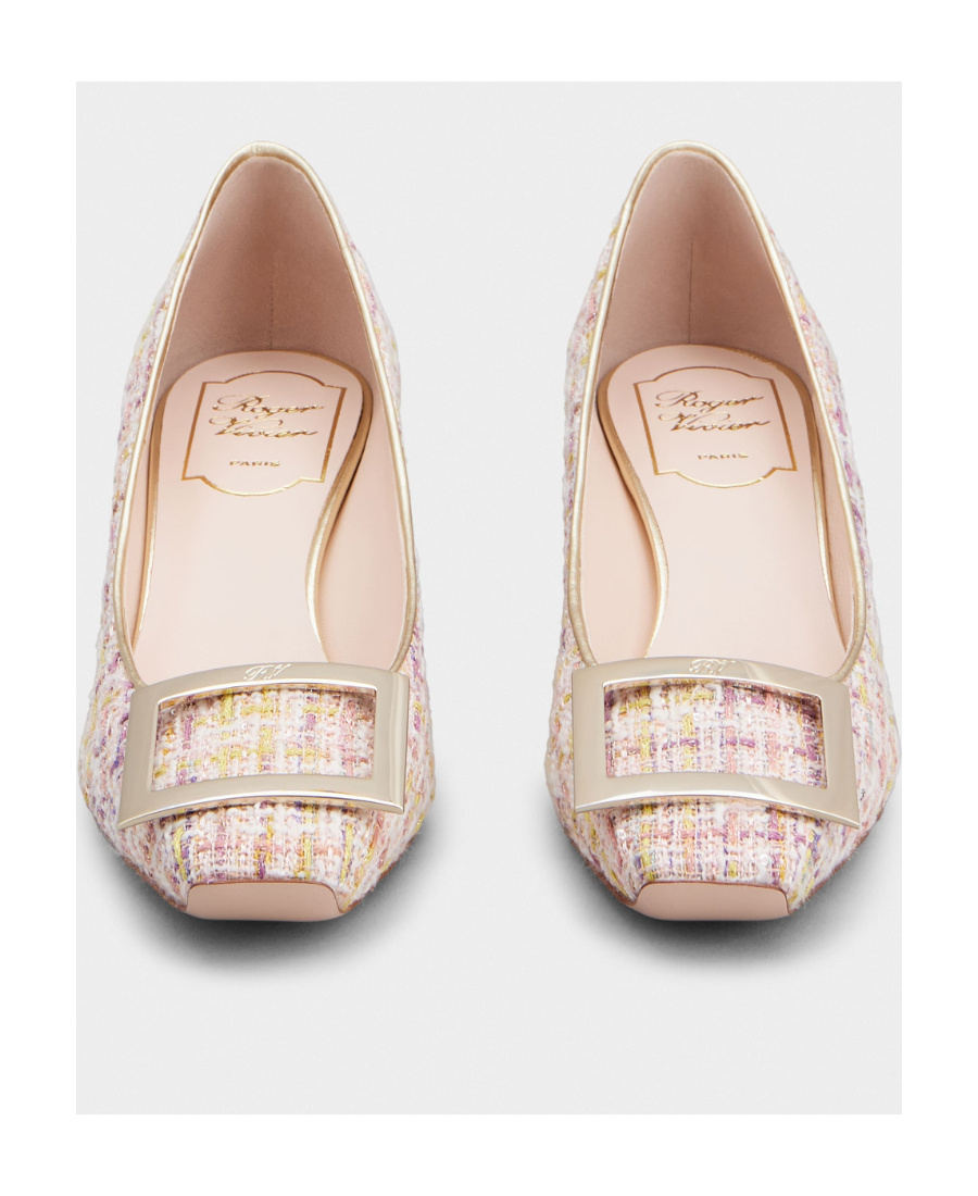 ROGER VIVIER TROMPETTE METAL BUCKLE PUMPS IN FABRIC