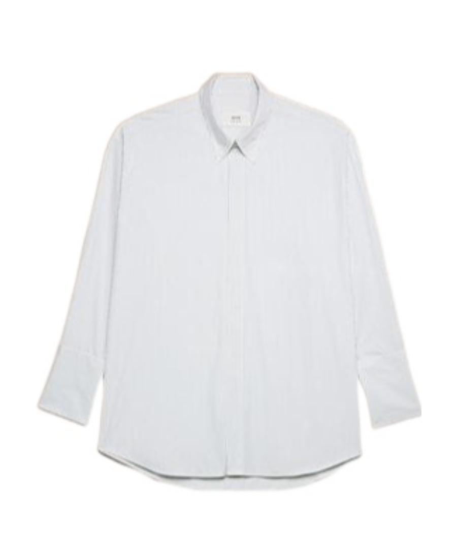 Ami Alexandre Mattiussi Striped Button Collar Shirt In White
