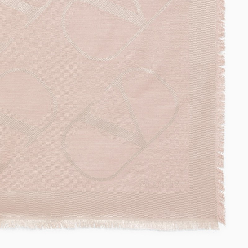 Valentino Logo Scarf In Nude
