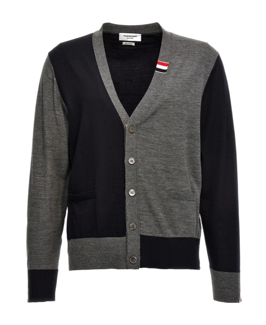 Shop Thom Browne V-neck Button Sweater In Black