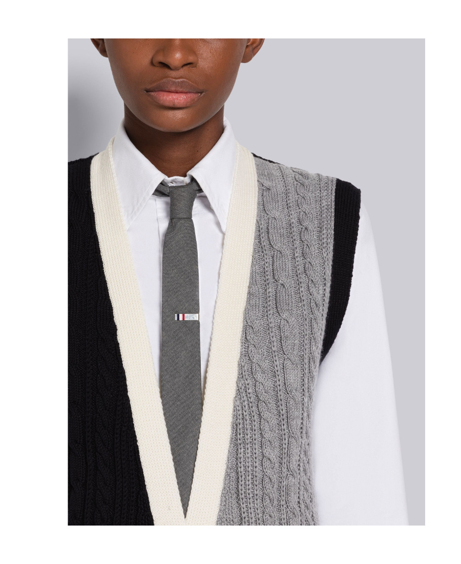 Thom Browne Rwb-stripe Cable-knit Vest In White