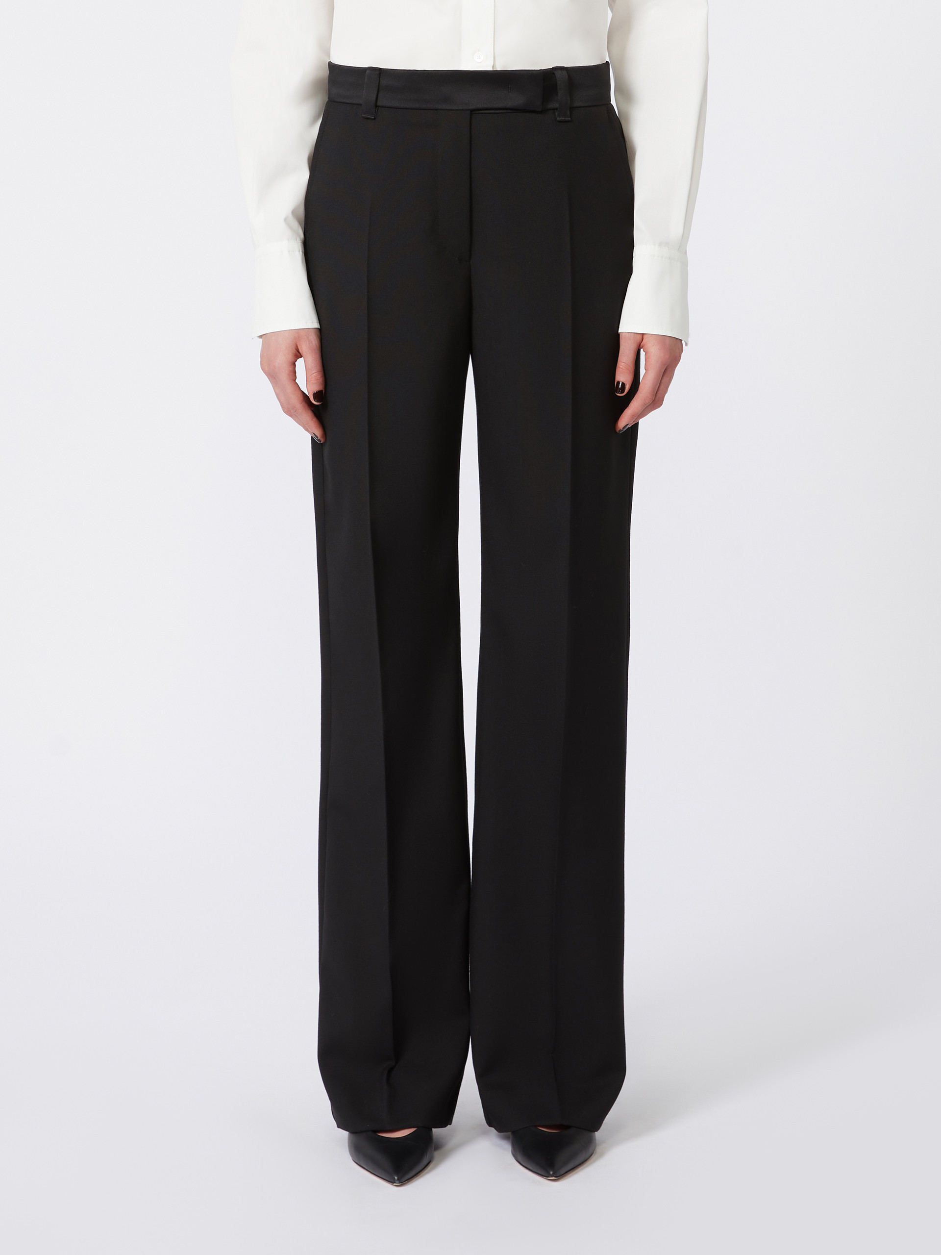 Weekend Max Mara Wool Cloth Trousers In Black