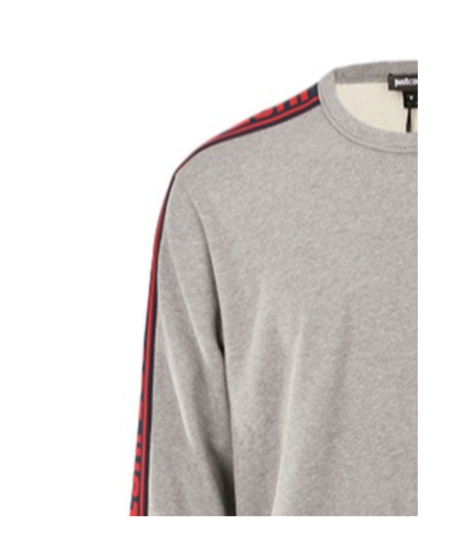 Just Cavalli Logo Round-necked Sweater In Gray