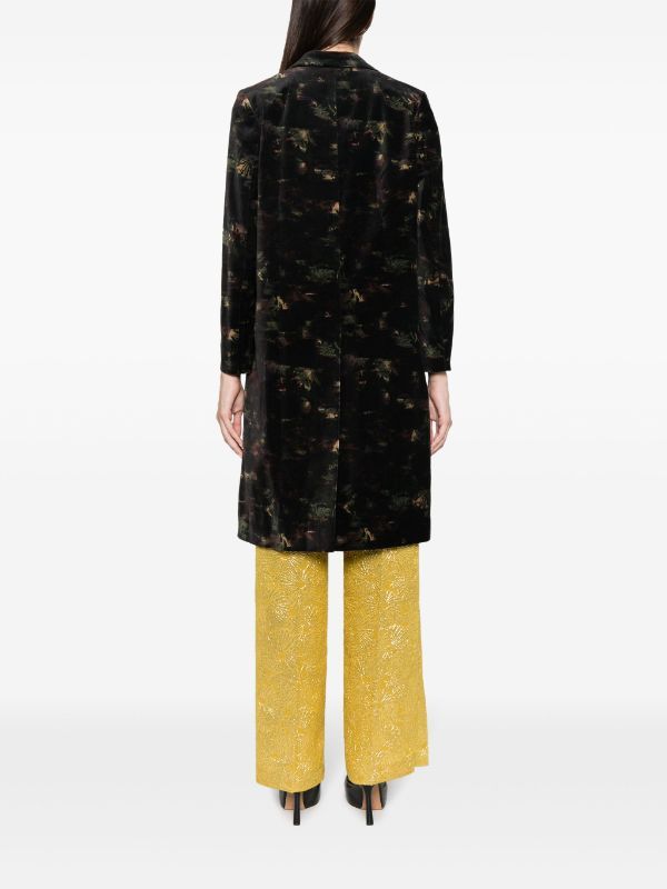 Dries Van Noten Rida Floral Jacquard Double Breast Coat In Black