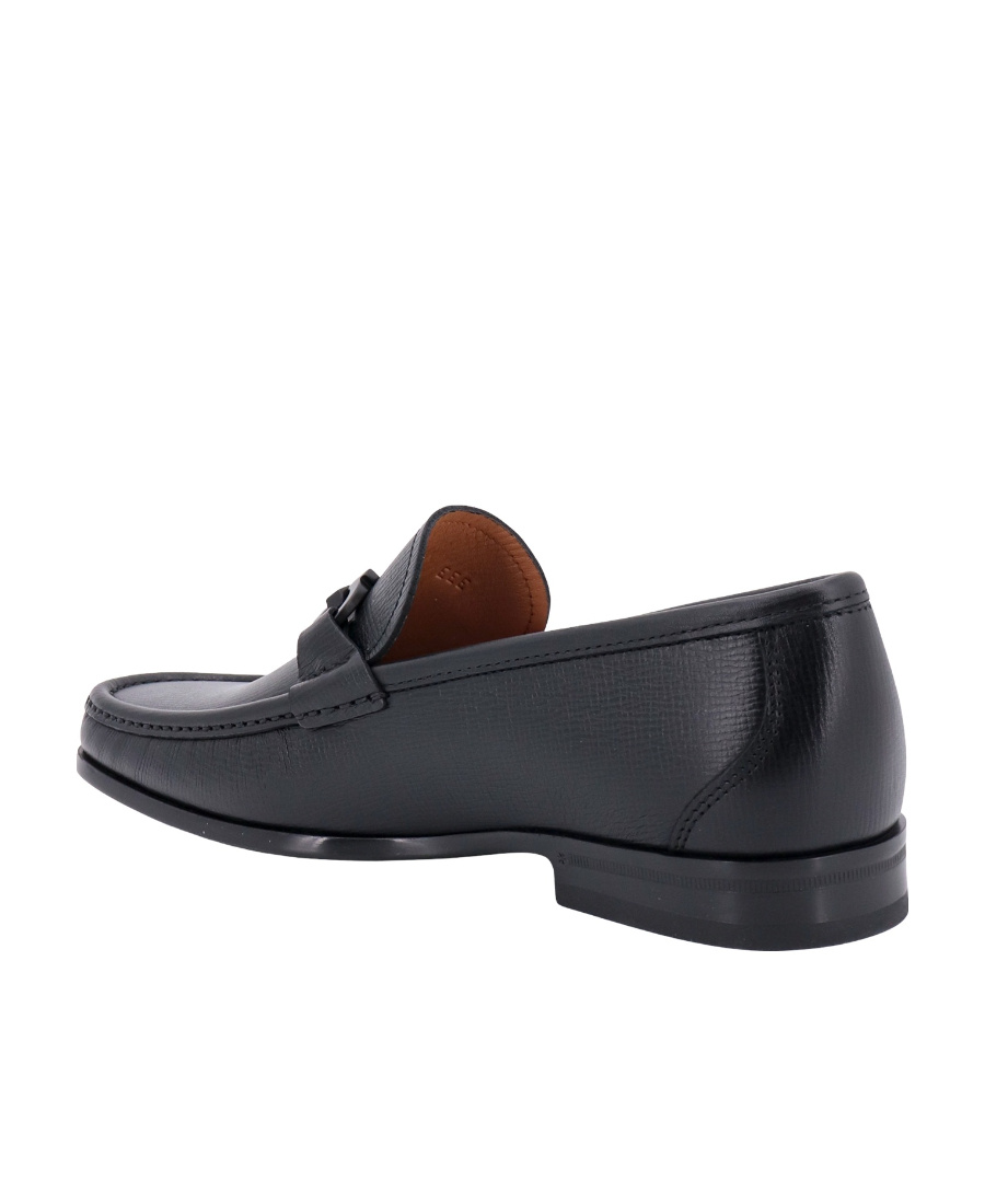 Ferragamo Bart Black Loafers With Embossed Gancini Detail On The Front In Leather Man In Black