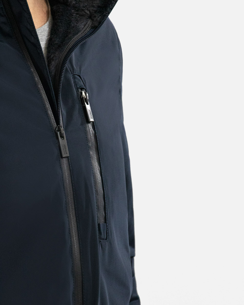 Armani Collezioni Cotton Suit With Suede Lining In Black