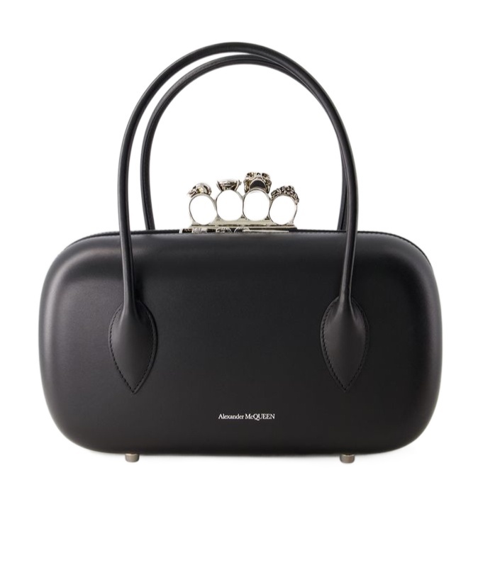 Alexander Mcqueen The Reverse Leather Clutch In Black