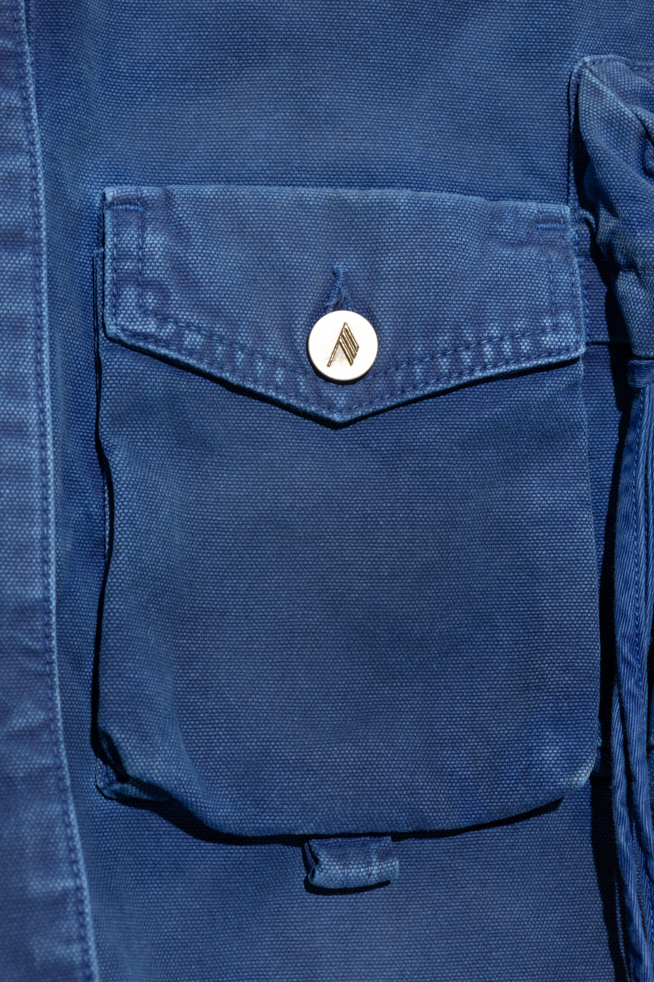 Attico Drawstring Collared Neck Jacket Front Pockets In Blue