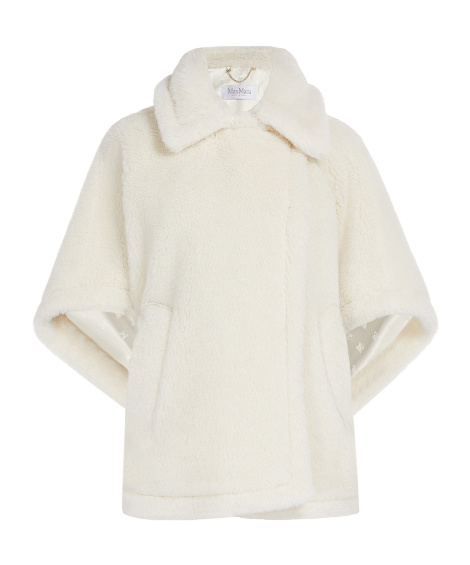 Max Mara Teddy Cape Coat In White