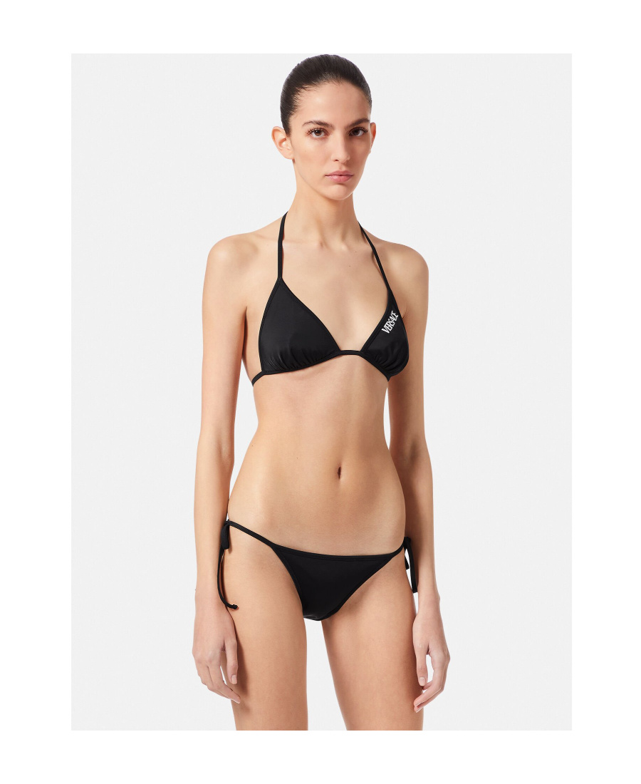 Versace Baroque Pattern-print Bikini Bottoms In Black