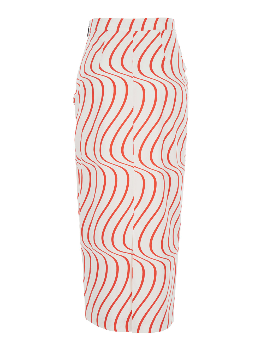 Msgm Red Skirt With Pencil Design And All-over Printed Motif In Blue
