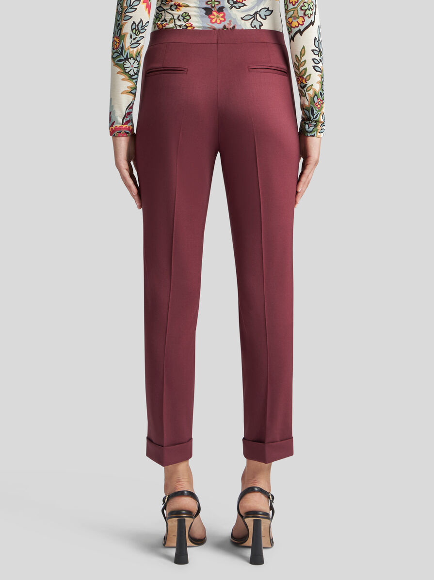 Etro Stretch Wool Pants In Red