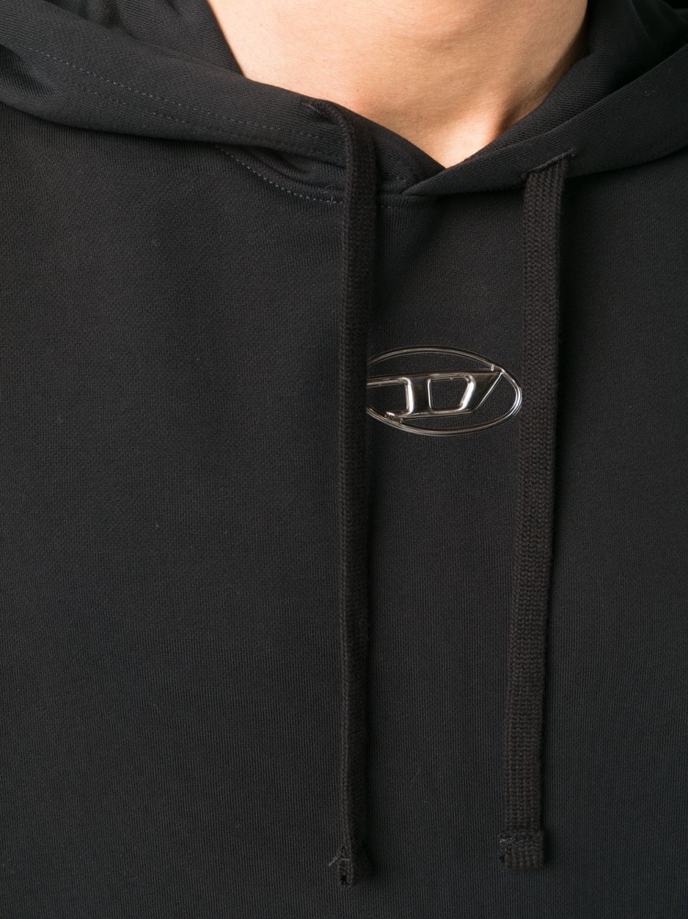 Diesel Logo Detailed Drawstring Hoodie In Black