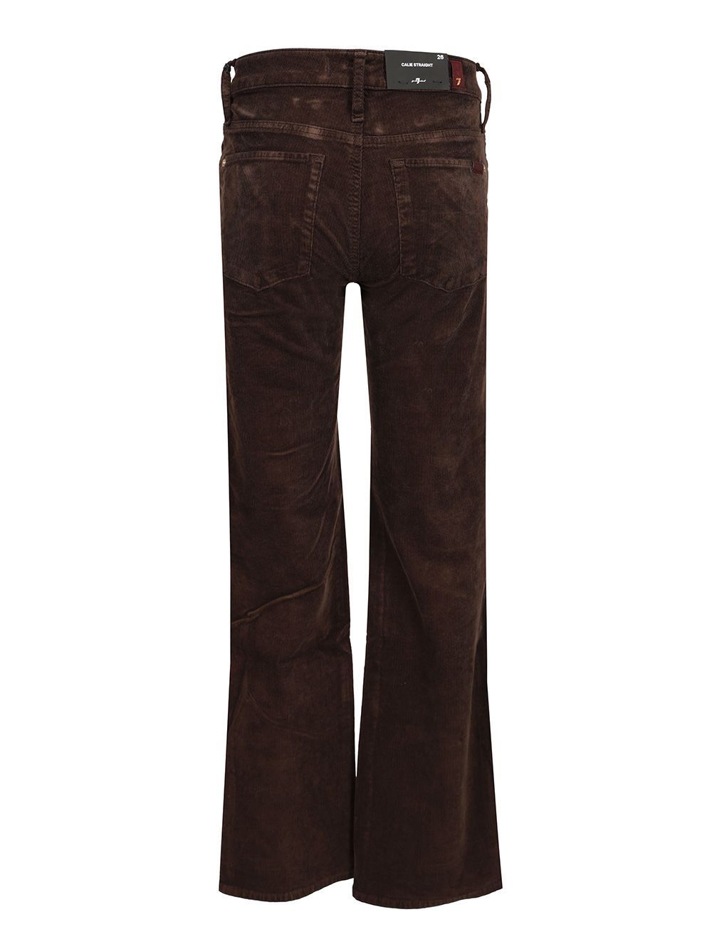 7 For All Mankind Low-waist Straight-leg Corduroy Pants In Black
