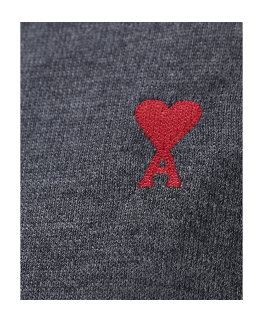 Ami Alexandre Mattiussi Ami Paris Ami De Coeur Logo Embroidered V-neck Cardigan In Black