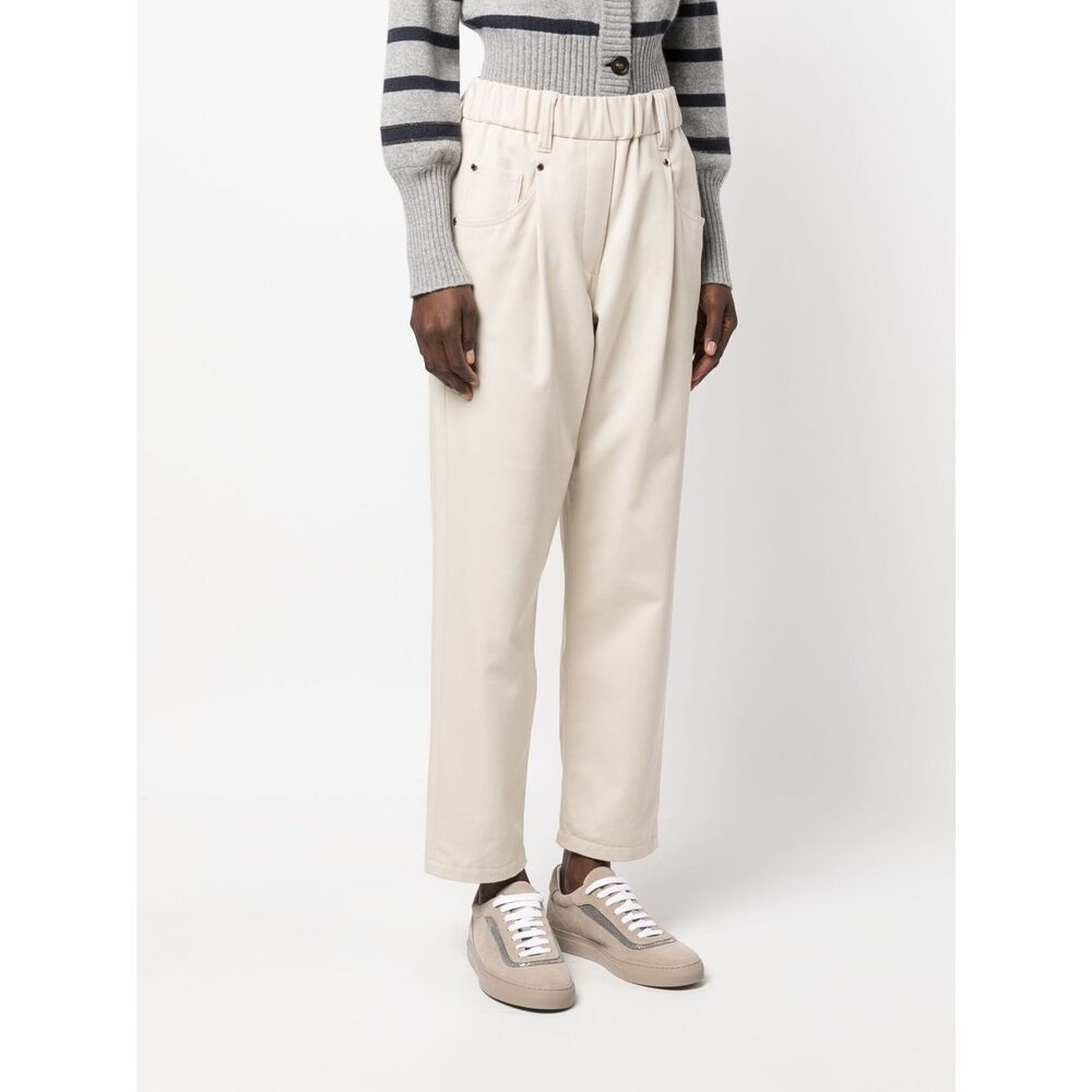 Brunello Cucinelli High Rise Baggy Trousers For Women In Neutral
