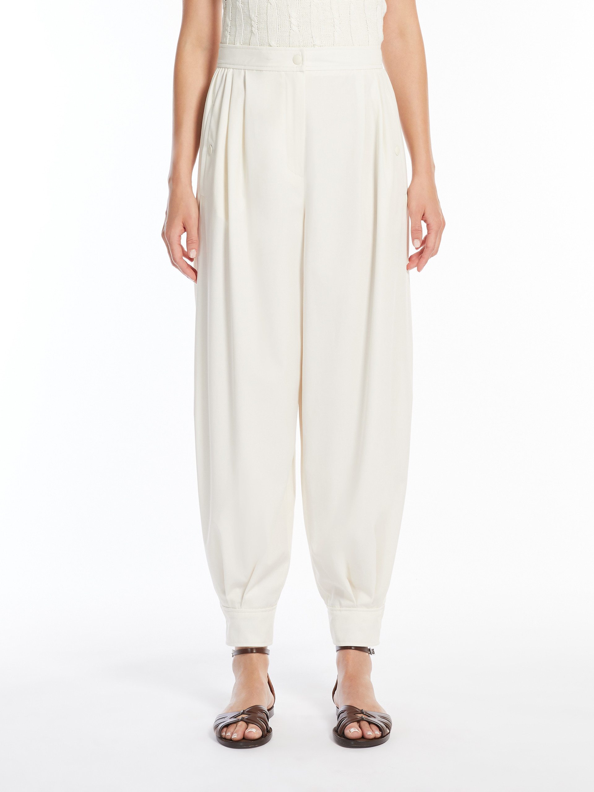 Max Mara Coccole Cotton Pants In White
