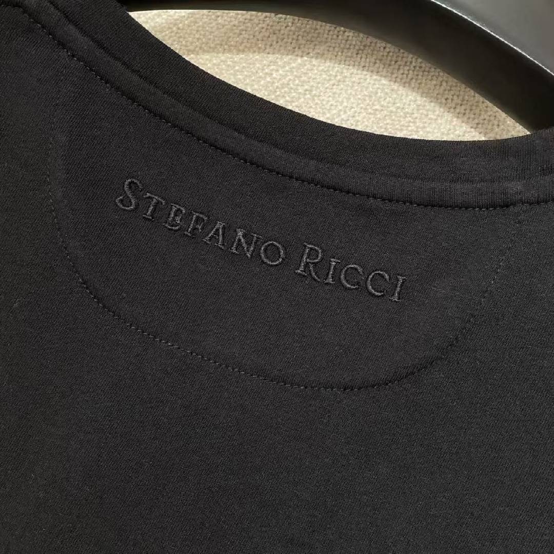 Stefano Ricci Open-necked Black Shirt In Black