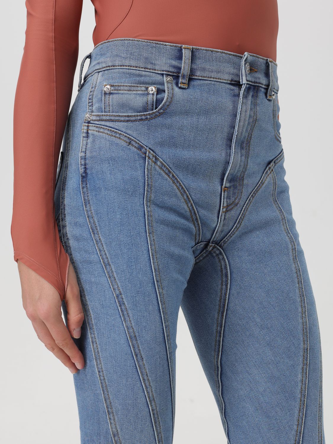 Mugler Spiral Skinny Jeans In Blue