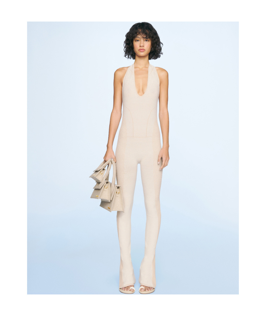 Jacquemus Neck Jumpsuit In Nude