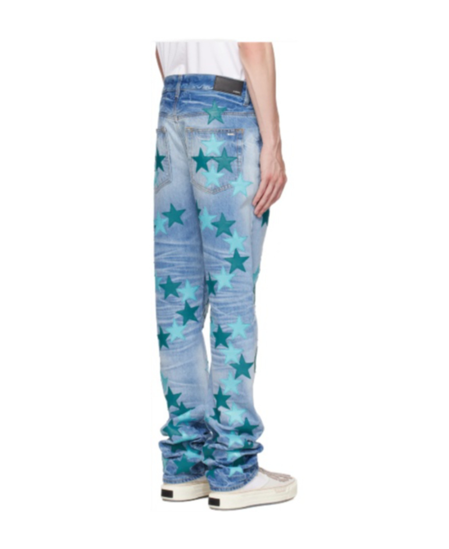 アミリ AMIRI Blue Chemist Star Jeans Amiri Chemist Star Jeans In Blue With Denim Stars Size 38 | eBay