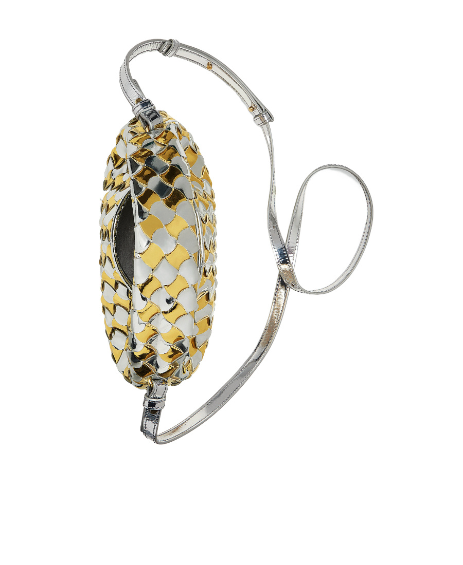 Bottega Veneta Hop Mini Intrecciato Metallic Hobo Bag In Multicolor