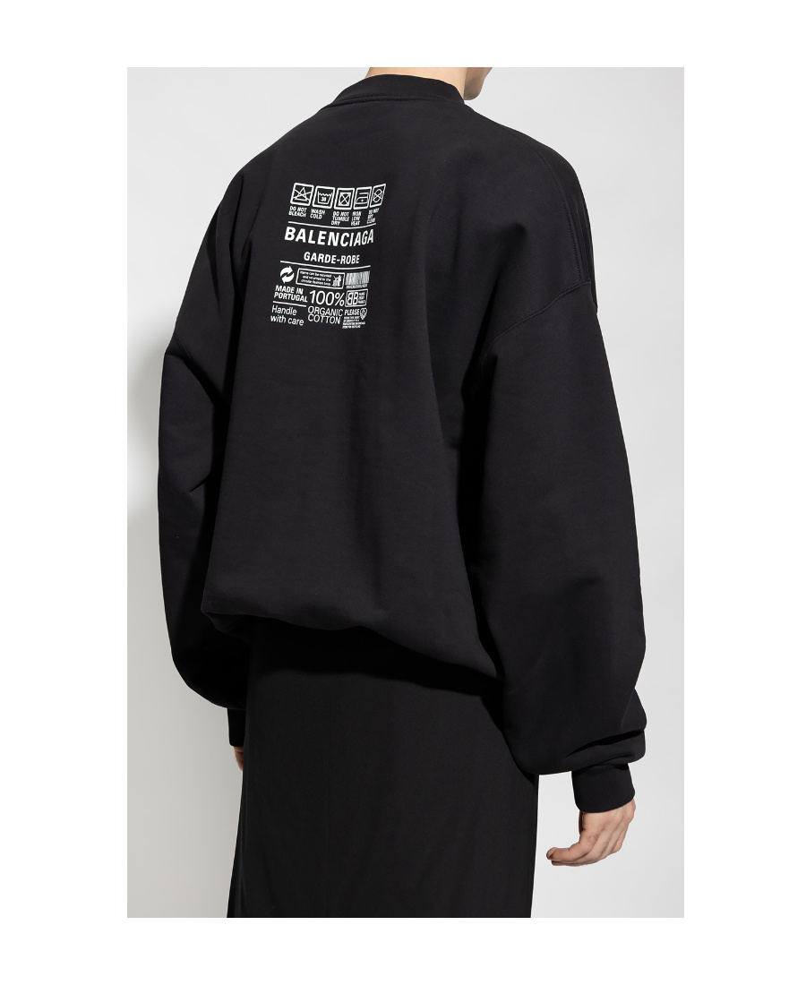 Shop Balenciaga Logo-print Drop-shoulder Sweatshirt In Black