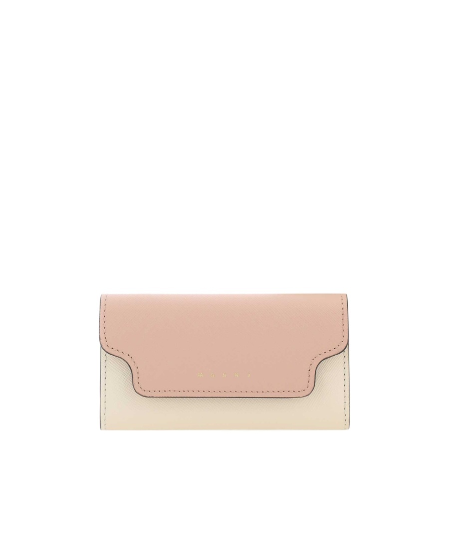 Marni Two-tone Leather Keyholder In Nude