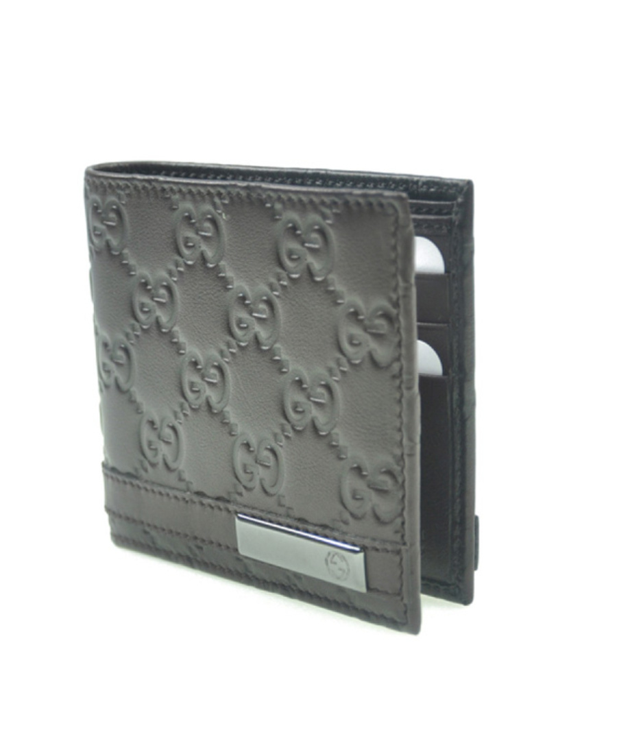 Gucci Gray Gg Embossed Double Fold Wallet In Black