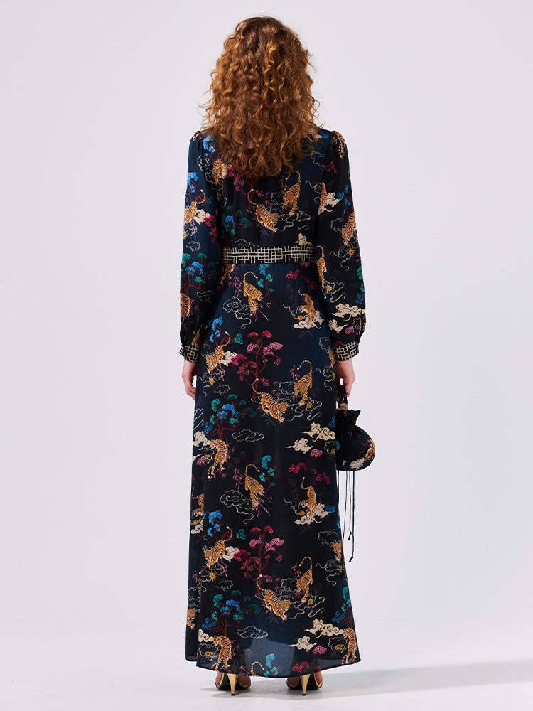 Hayley Menzies Graphic-print Silk Dress In Black