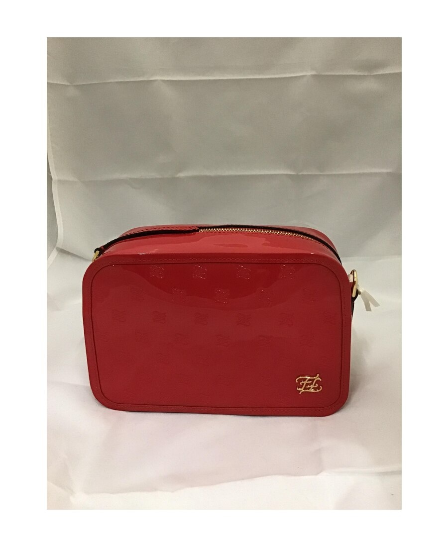 Fendi Karligraphy Embossed Crossbody Bag In Red
