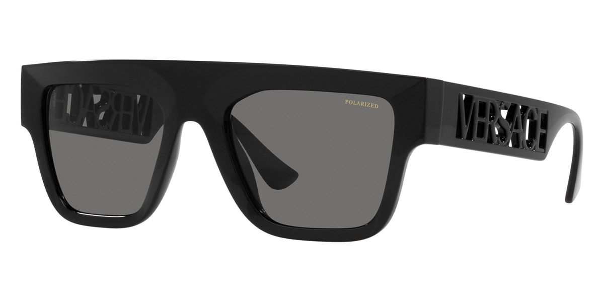 Versace Logo-embossed Square-frame Sunglasses In Gray