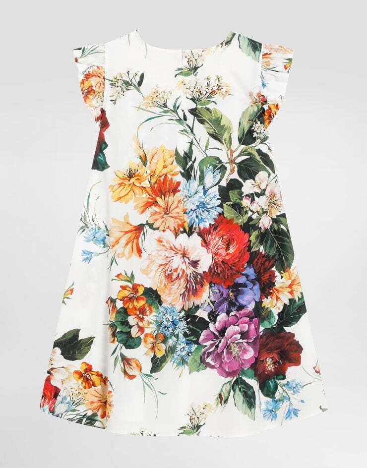 Dolce & Gabbana Floral-print Poplin Dress In Multi
