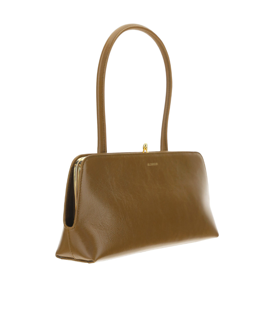 Jil Sander Kiss-lock Leather Shoulder Bag In Brown