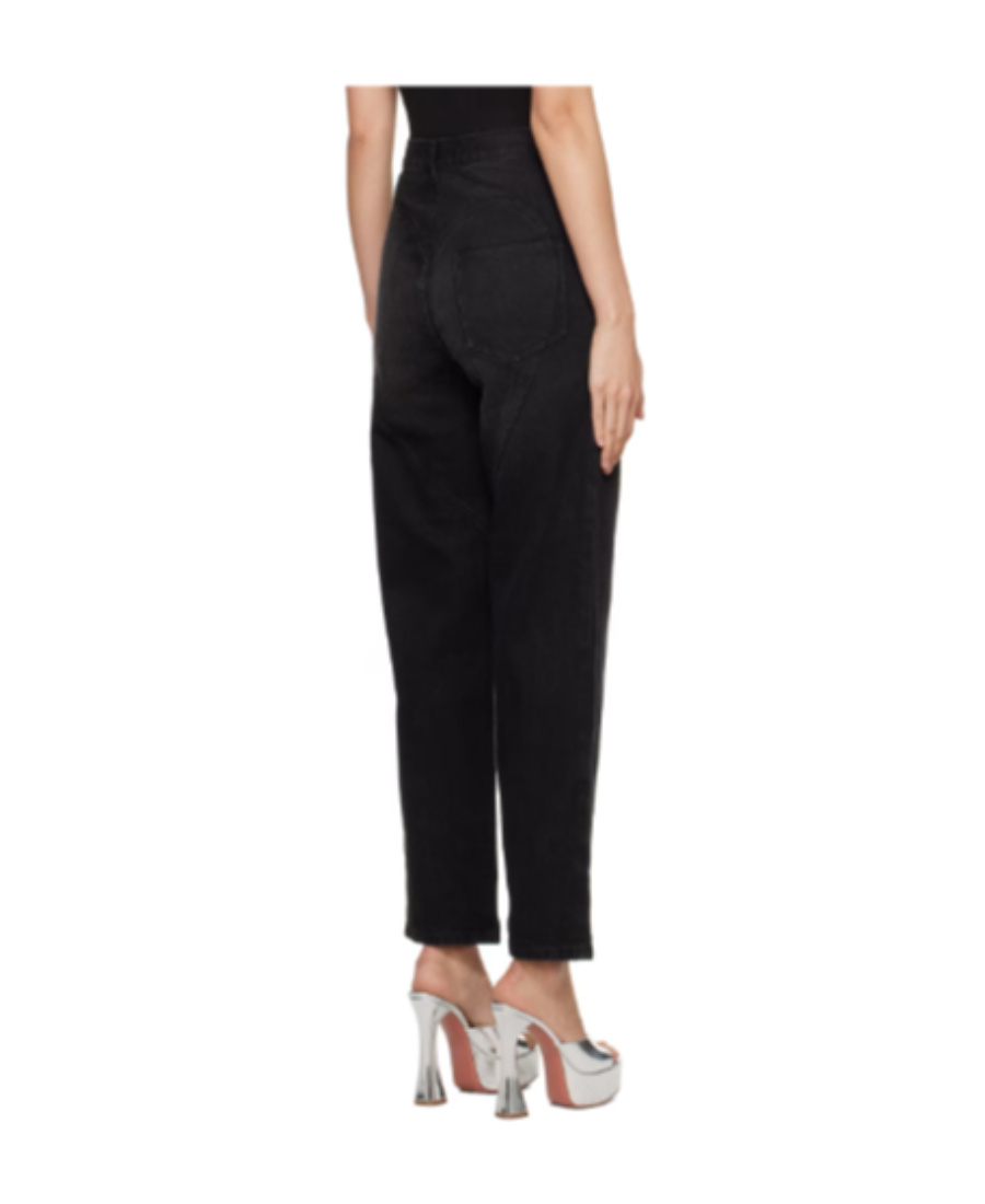 Shop Area Embellished Slit Mid-rise Jeans In Black