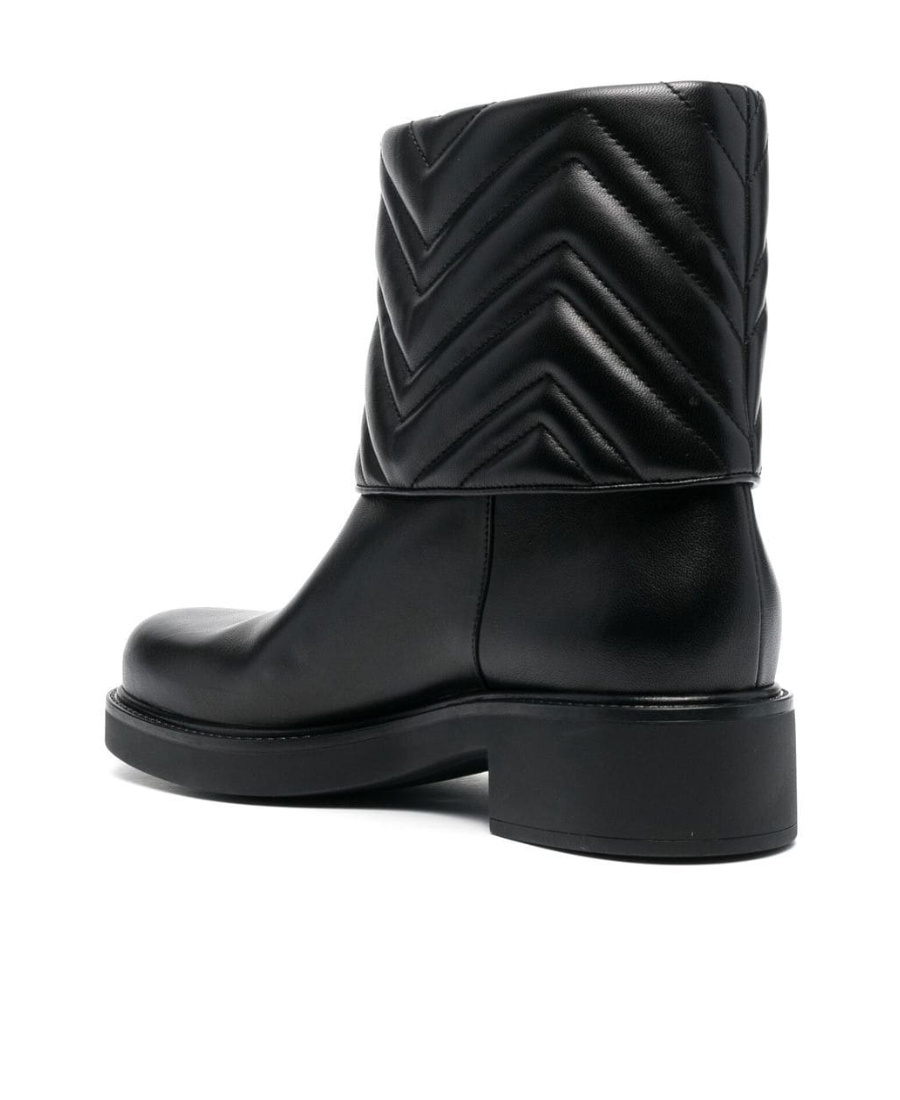 Gucci Quilted Leather Ankle Boots With Low Heel In Black
