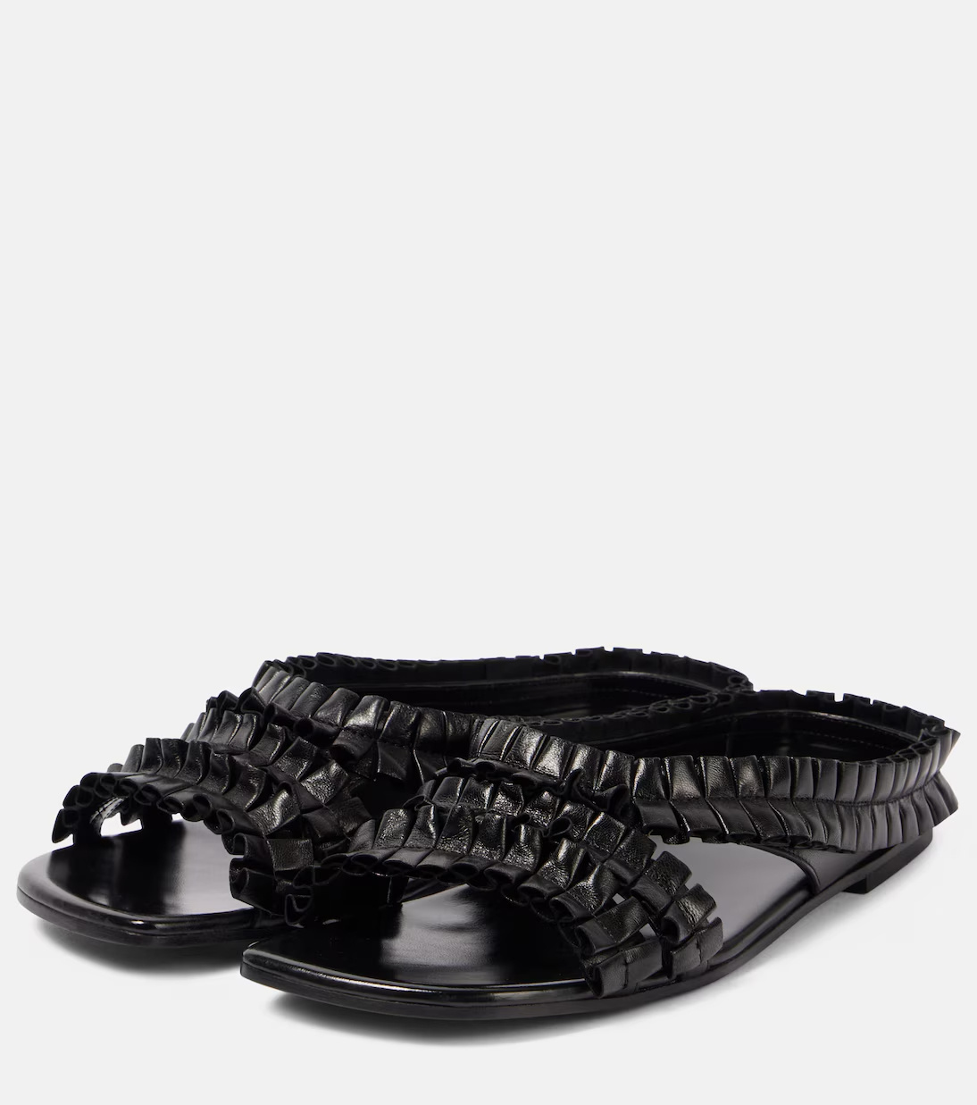 Dries Van Noten Square Toe Slippers In Black