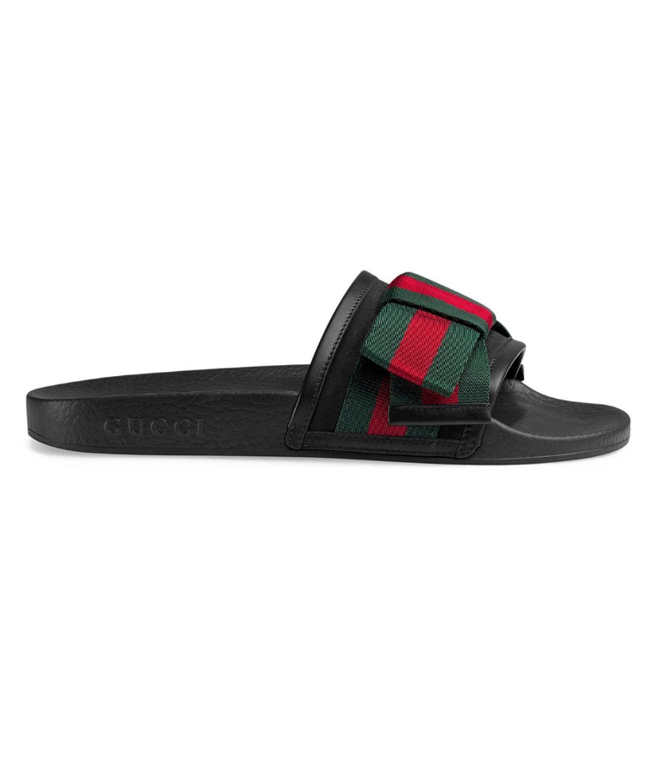Gucci Horizontal Striped Bow Cold Drag In Black