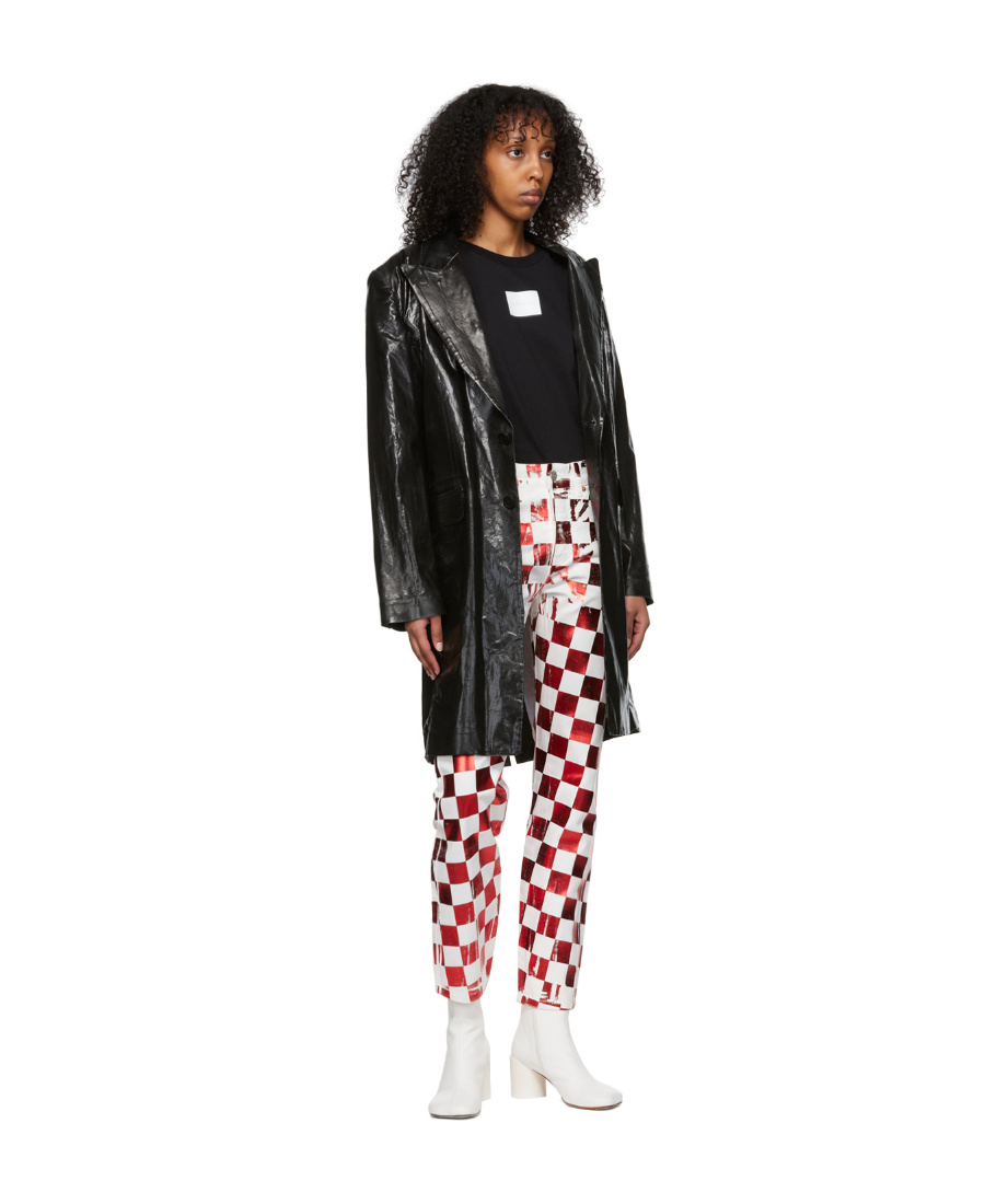 Mm6 Maison Margiela Black Faux-leather Coat In Black