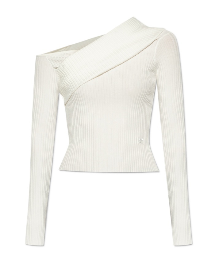 Courrèges Long-sleeved Sweater In White