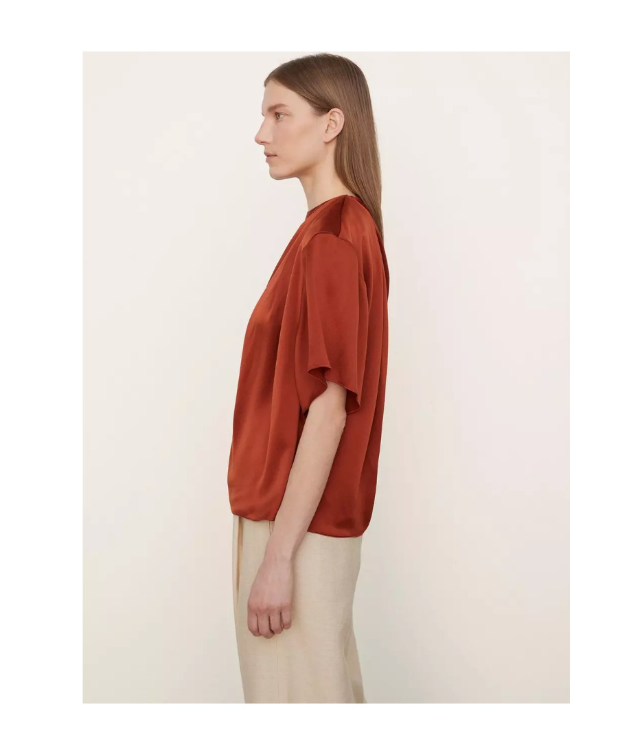 VINCE SHORT-SLEEVE SILK TOP