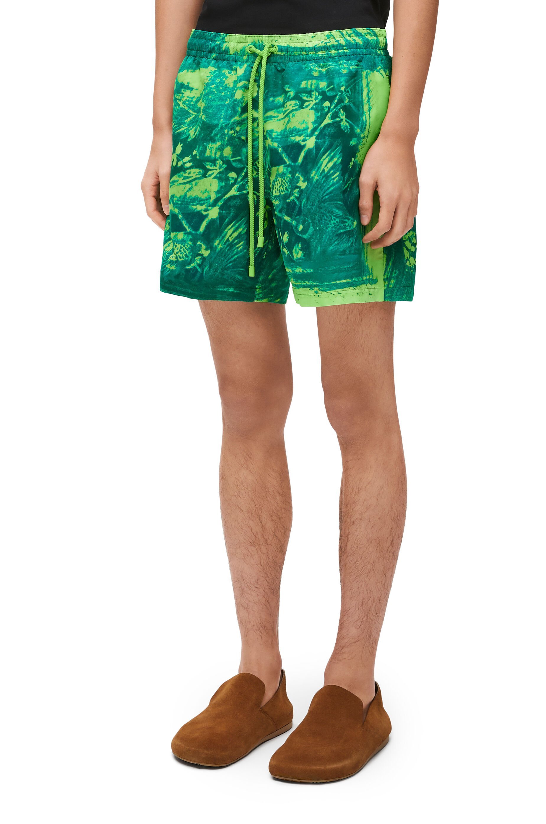 Loewe Graphic-print Drawstring Swim Shorts In Green