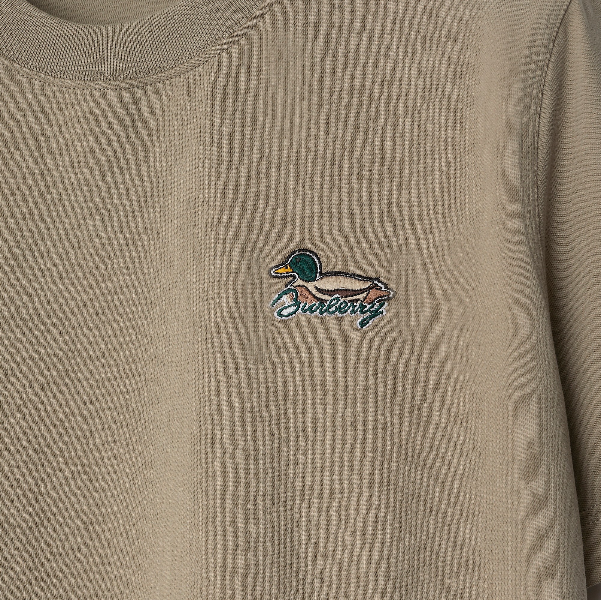Burberry Duck-embroidered Cotton T-shirt In Nude