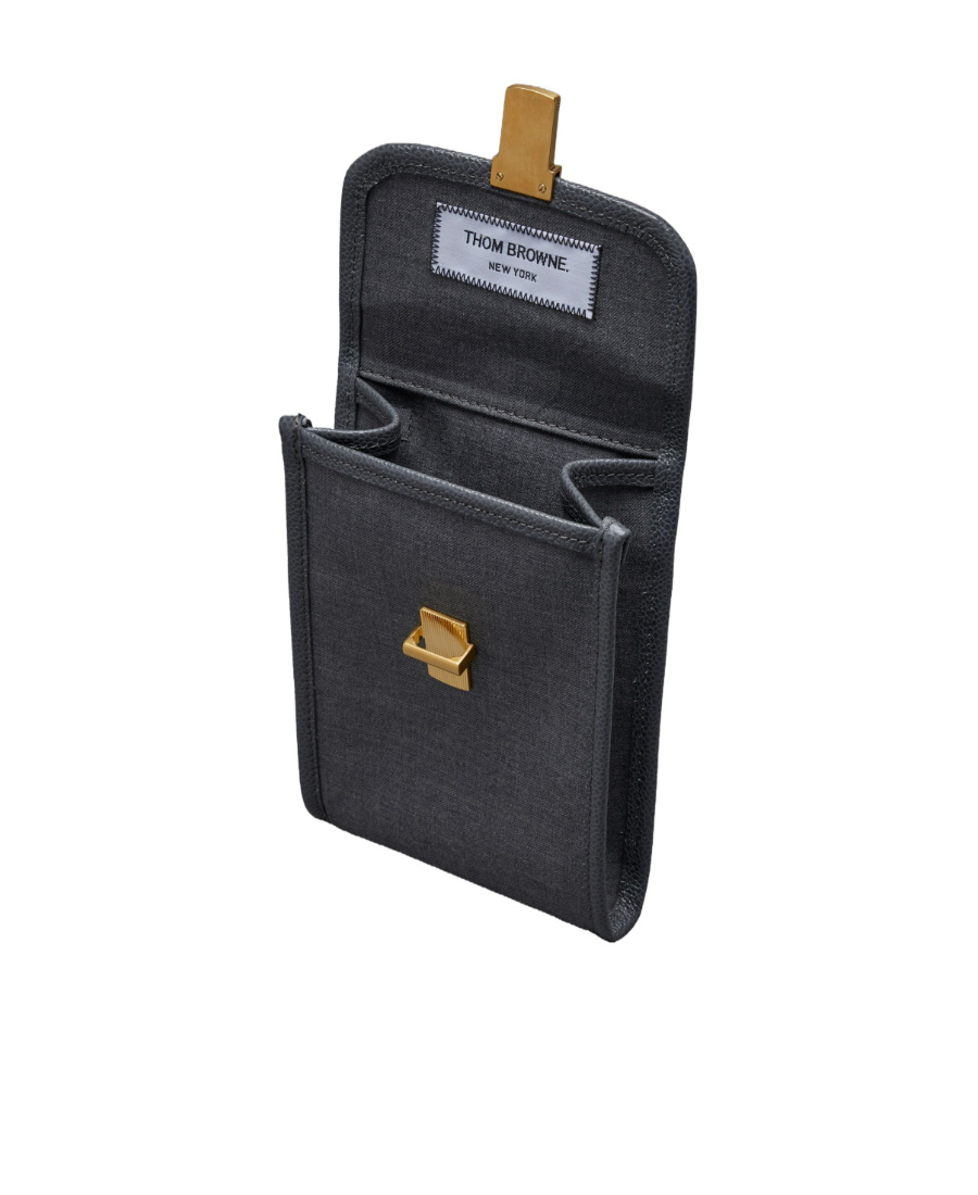 Thom Browne Twill Phone Holder Crossbody Bag In Black