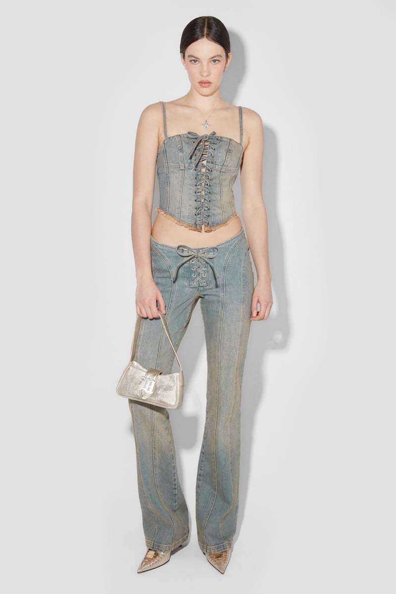 Misbhv Lara Low-rise Flared Jeans In Gray